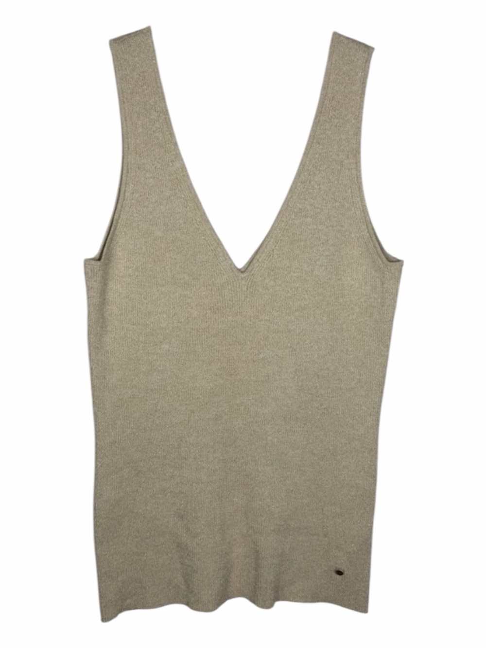 Ted Baker “NIYALIA” NWOT Skinny V-Neck Ribbed Tank In Natural. Size 4=US Size 12